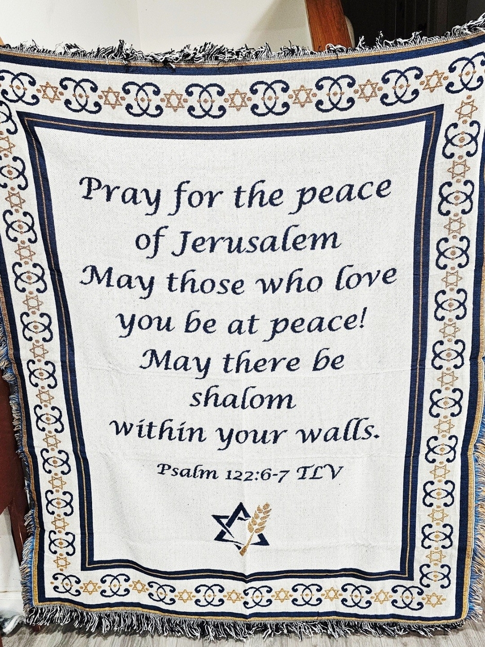 Bible Verse Woven Tapestry Blanket~Psalm 122:6-7